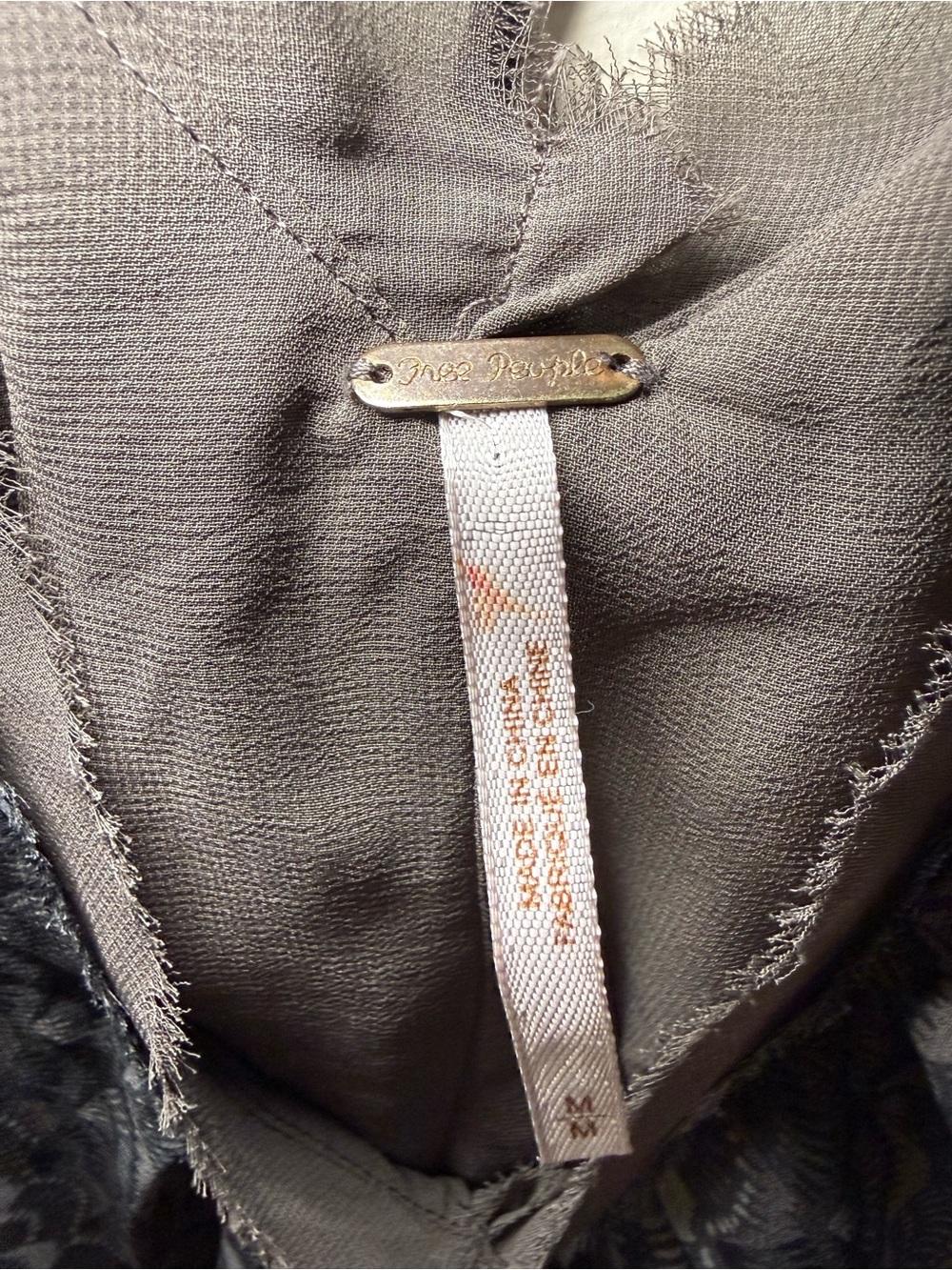 Free People Gray Lace-Trim V-Neck Tank - Picture 3 of 4